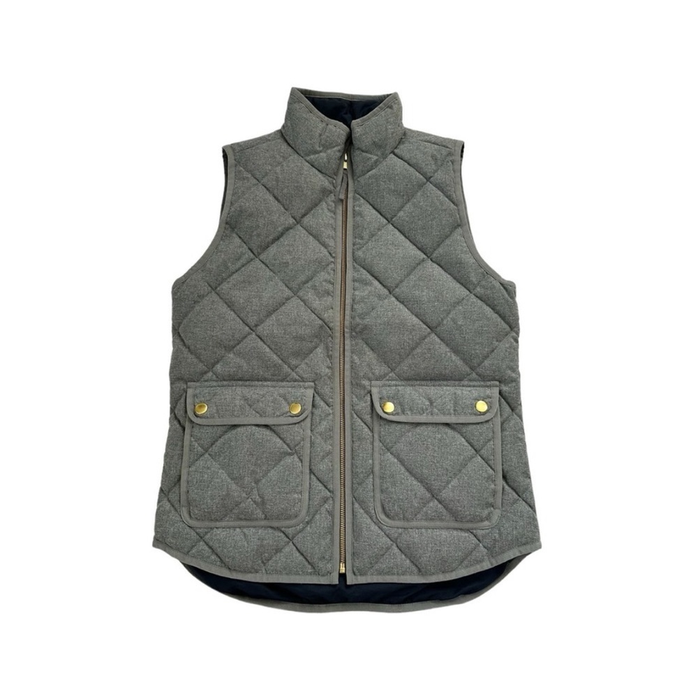 J Crew Excursion Gray Quilted 70% Down Vest with Pockets Women’s Size M